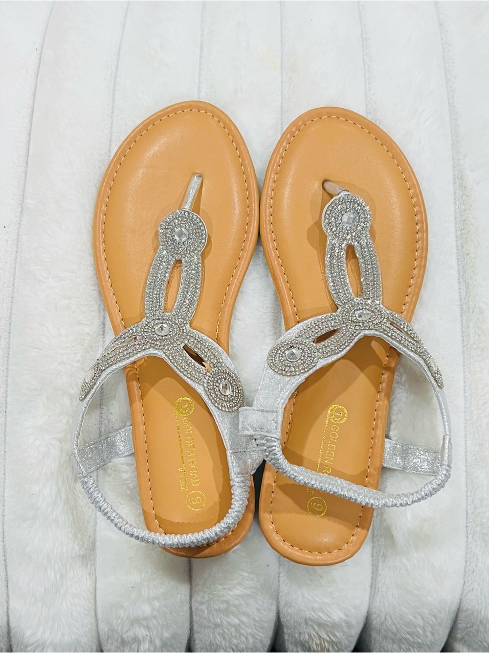 Women’s Silver Embellished Thong Sandals - Classic Comfort